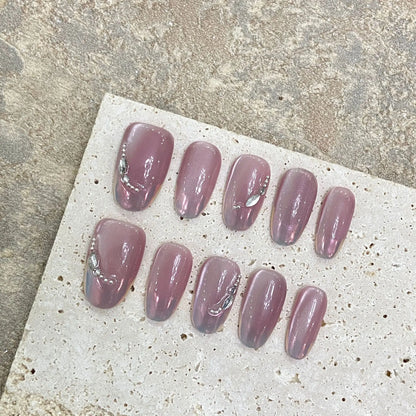 High Quality  Press on Nails Cat Eye Removable False Nails  ABS Gel Nail