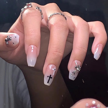 Uñas postizas francesas de gel de cobertura completa, reutilizables, con purpurina desmontable, de lujo, personalizadas, hechas a mano. 