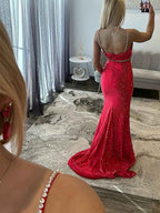 Hot Pink Satin Strapless Prom Dress With Twisted Neck