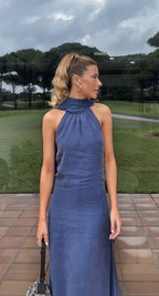 Elegante abito da sera senza schiena e senza maniche per ballo formale Y2809