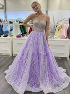Vestidos longos de baile com decote coração e costas abertas em renda roxa, Vestidos formais em renda roxa, Vestidos de noite roxos Y1730