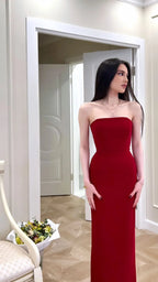 Abito da sera elegante senza spalline a tubino/colonna, affascinante abito da sera Y2940