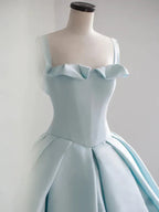 Abito lungo da ballo in raso blu, vestito blu per sedicesimo compleanno Y392