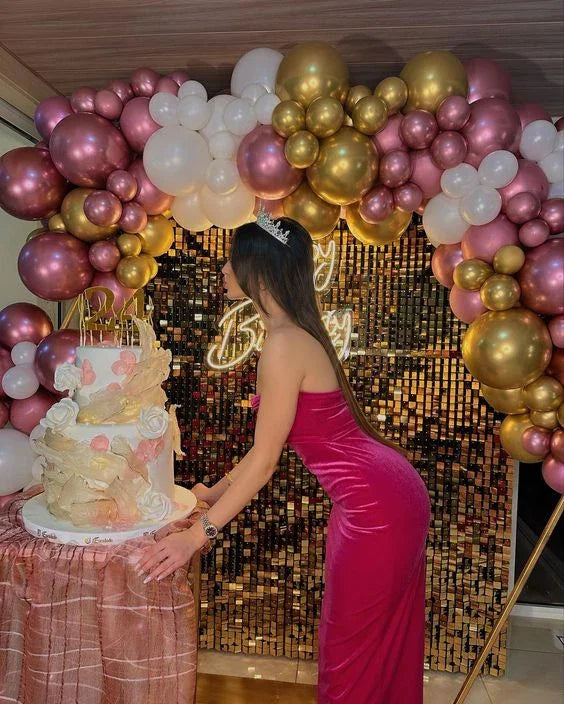 فستان سهرة طويل برقبة قلب أنيقة زي عيد ميلاد 22 ي6258