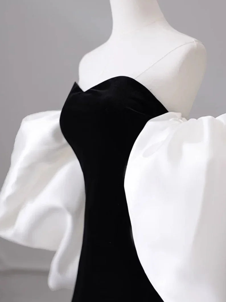 Vestido de noite preto de um ombro só, cauda de sereia de alta qualidade, vestido de baile de gala com temperamento, vestido de baile Y4382