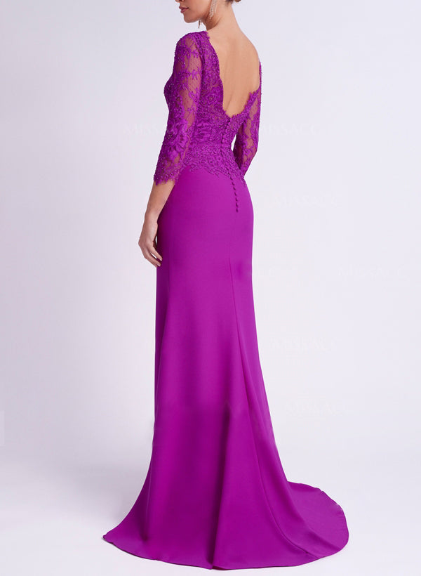 Long Sleeve Lace Mother Of The Bride Dresses In Trumpet Silhouette