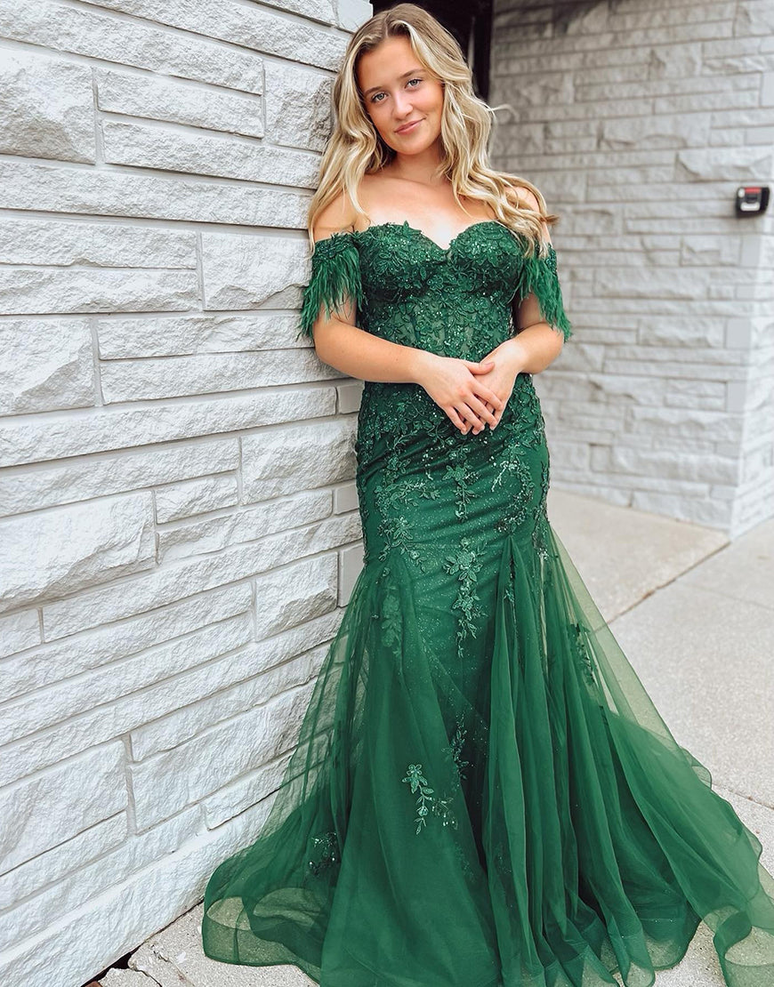 Mermaid Long Corset Prom Dress With Appliques