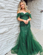 Mermaid Long Corset Prom Dress With Appliques