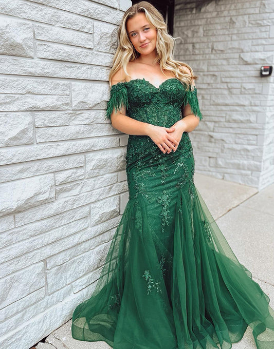 Meerjungfrau-Korsett-Ballkleid mit Applikationen