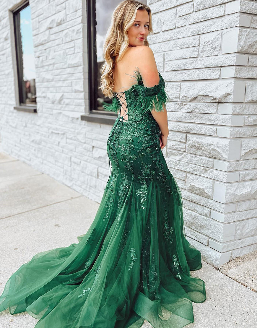 Mermaid Long Corset Prom Dress With Appliques
