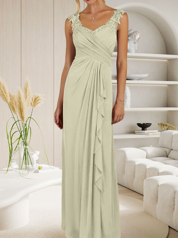 Champagne A-Line Sweetheart Neckline Pleated Mesh Dress
