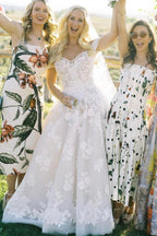 Ivory Ball Gown Wedding Dress Off Shoulder Sweetheart 3D Floral Lace Tulle Train