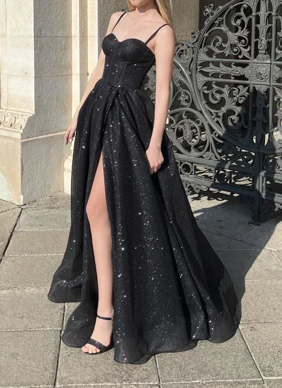 Abito da sera nero lungo per ballo di fine anno Abito alla moda Abito da festa sexy Stile abito da sera Y6113