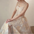 Abito da sera a linea ad A con fiori ricamati in tulle Abito da ballo splendido Y287