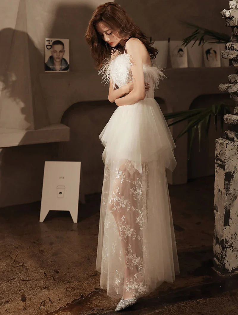 Vestido de fiesta transparente de moda estilo retro sexy, vestido de noche blanco, Y2407