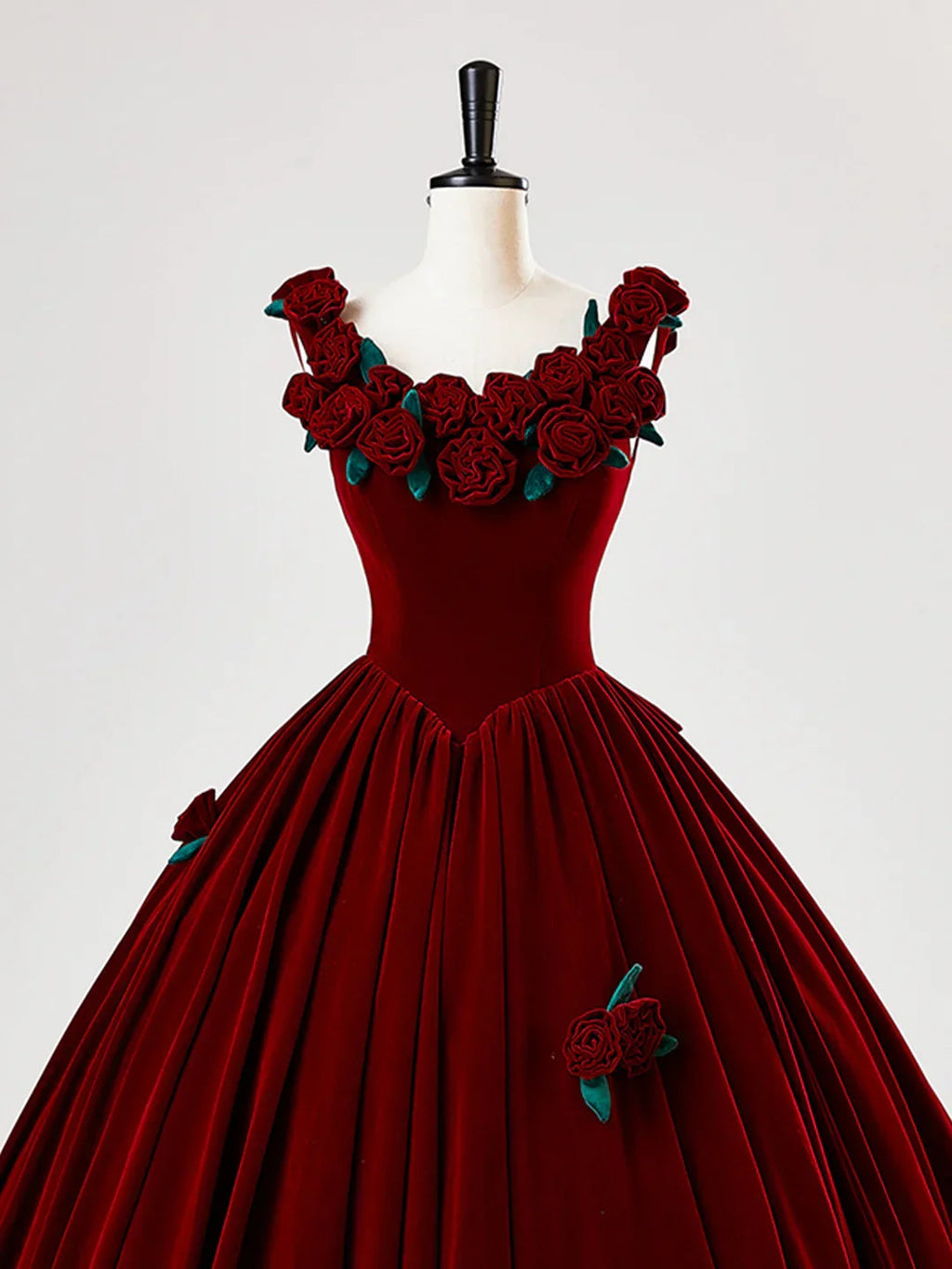 Wunderschönes burgunderrotes Samt-Quinceañera-Kleid Geburtstagsballkleid mit Rosenblumen Y7750