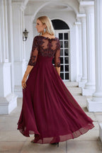 Vestido de Noite para Damas de Honra de Gaze com Decote em V e Bordados de Lantejoulas para Festas de Casamento, Baile de Finalistas e Ocasiões Especiais 28129