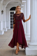 Vestido de Noite para Damas de Honra de Gaze com Decote em V e Bordados de Lantejoulas para Festas de Casamento, Baile de Finalistas e Ocasiões Especiais 28129