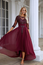 Vestido de Noite para Damas de Honra de Gaze com Decote em V e Bordados de Lantejoulas para Festas de Casamento, Baile de Finalistas e Ocasiões Especiais 28129