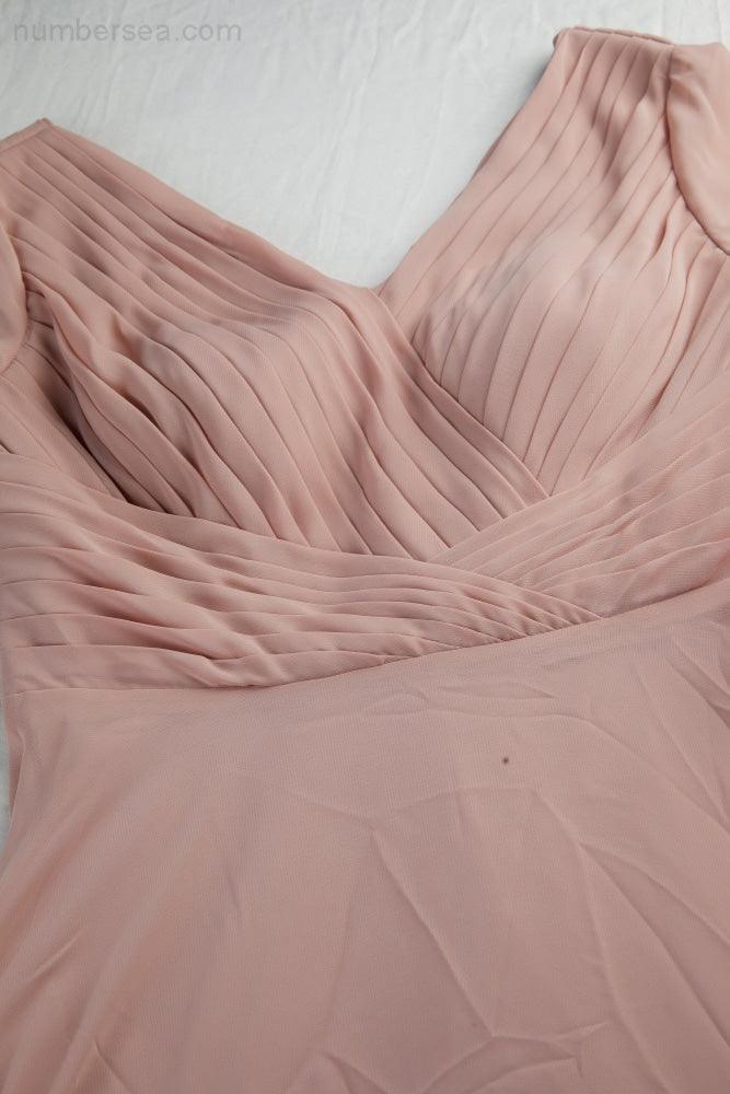 Vestido de Senhora em Chiffon com Decote em V, Manga Comprida, Comprimento ao Joelho, para Damas de Honra, Baile de Finalistas, Noite, Casamento e Festa Compras SEA28107