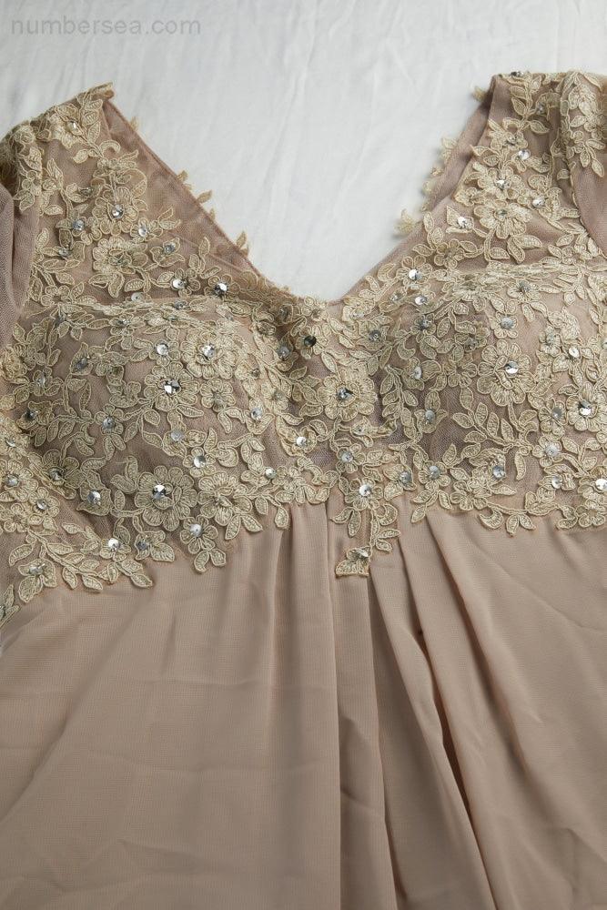 Vestido NúmeroMar para Mulheres em Chiffon com Decote em V e Manga Longa de Meia Altura para Mãe da Noiva em Casamento e Festa de Casamento 28108