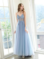 Abiti da sera da boutique Abito da ballo di lusso con perline Abiti da festa serali di lusso Abito con spalline sottili Dressblee