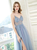 Abiti da sera da boutique Abito da ballo di lusso con perline Abiti da festa serali di lusso Abito con spalline sottili Dressblee