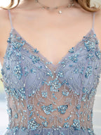Abiti da sera da boutique Abito da ballo di lusso con perline Abiti da festa serali di lusso Abito con spalline sottili Dressblee