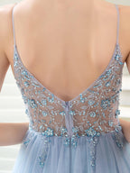 Abiti da sera da boutique Abito da ballo di lusso con perline Abiti da festa serali di lusso Abito con spalline sottili Dressblee