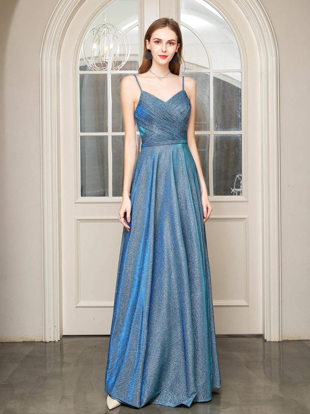Vestidos de noite formais de moda em linha A, com alças finas, sem mangas, comprimento até ao chão, para baile de finalistas
