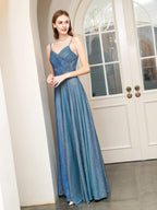 Vestidos de noite formais de moda em linha A, com alças finas, sem mangas, comprimento até ao chão, para baile de finalistas