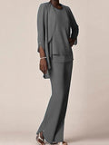 Floor Length Chiffon Pantsuit With V Neck And Ruffles For Mother Of The Bride