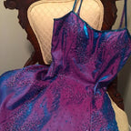 Splendido abito da sera viola con perline a linea ad A, spalline sottili, vestito da festa e ballo Y7955