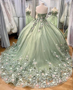 Abito da ballo a spalle scoperte con fiori tridimensionali, vestito per sedicesimo compleanno, abito per quinceañera Y2264