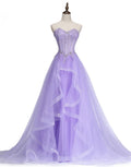 Nuovo Dolce Banchetto Abito Lungo da Sera in Pizzo Viola Chiaro La Sposa Elegante Senza Spalline a Linea A Abito da Ballo Formale per Festa Y1845