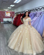 Vestido de Quinceañera con Hombros Descubiertos y Mariposas, Vestido para Dulce 16, Vestido de Gala Brillante, Y2410