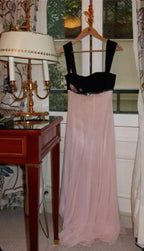 Vestido de Festa Elegante com Alças Rosa Linha A Longo Vestido de Noite Y7900