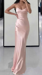 Robe longue moulante rose de bal de fin d'année robe de soirée Y8158
