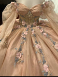 New Quinceanera Dress Ball Gown For Sweet 16 Girl Beading Appliques Long Sleeve Graduation Party Princess Gowns Y5469