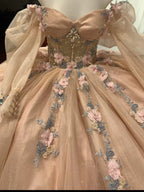 New Quinceanera Dress Ball Gown For Sweet 16 Girl Beading Appliques Long Sleeve Graduation Party Princess Gowns Y5469