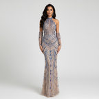 Luxury Kosovo Blue Evening Dress With Gloves LA72760C