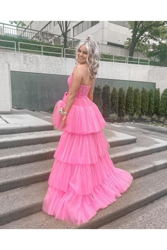 Abito da sera formale con tulle e pizzo a lunghezza variabile Y59