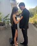 Robe de soirée noire élégante à encolure cœur Y5385