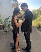 Robe de soirée noire élégante à encolure cœur Y5385