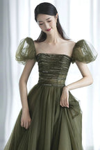 Vestido longo de tule verde para baile vestido de noite verde Y623