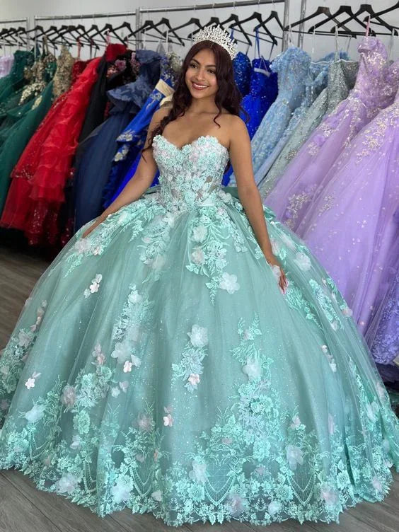 Salbeigrünes Quinceañera-Kleid Ballkleid Süßes 16-Kleid Y7036