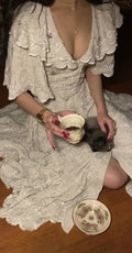 Robe de soirée fendue en satin vintage ornée de perles et de paillettes, col en V, robe de bal formelle Y8402