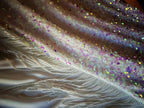 Abito da sera bianco scintillante con spalline sottili, paillettes, spacco da sirena e nappine Y8648
