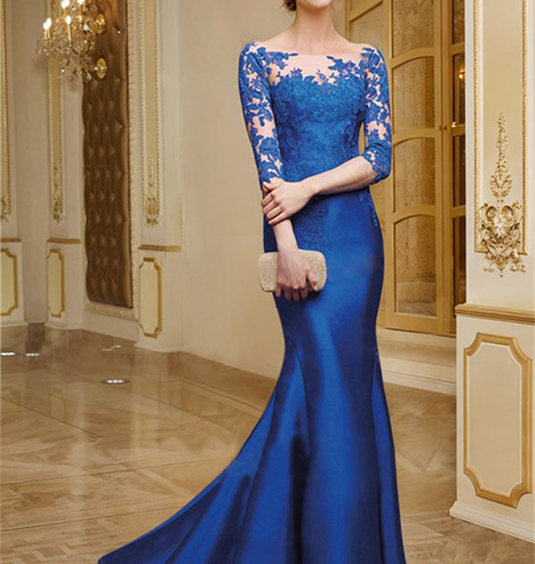 Long Sleeve Mermaid Trumpet Mother Of The Bride Lace Dresses