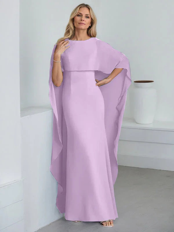 Vestido de madrina de novia de gasa largo hasta el suelo con corte recto y volantes en cascada